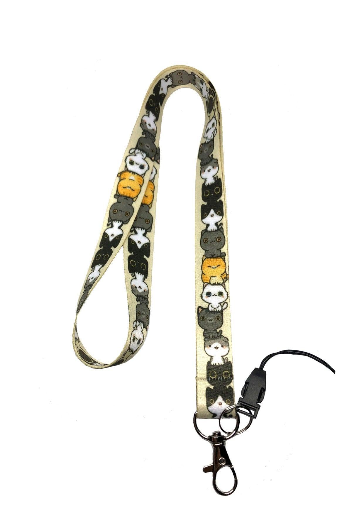 Cat Pattern Neck Lanyard And Phone Strap