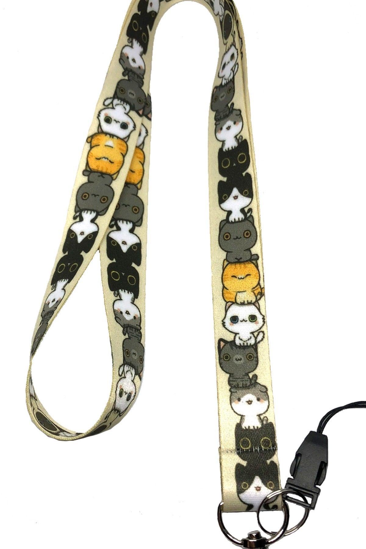 Cat Pattern Neck Lanyard And Phone Strap