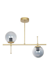 Cello Modern Design Metal Gold Farbe Füme Glas Esstisch Top - Salon 2 Li Kronleuchter - Swordslife