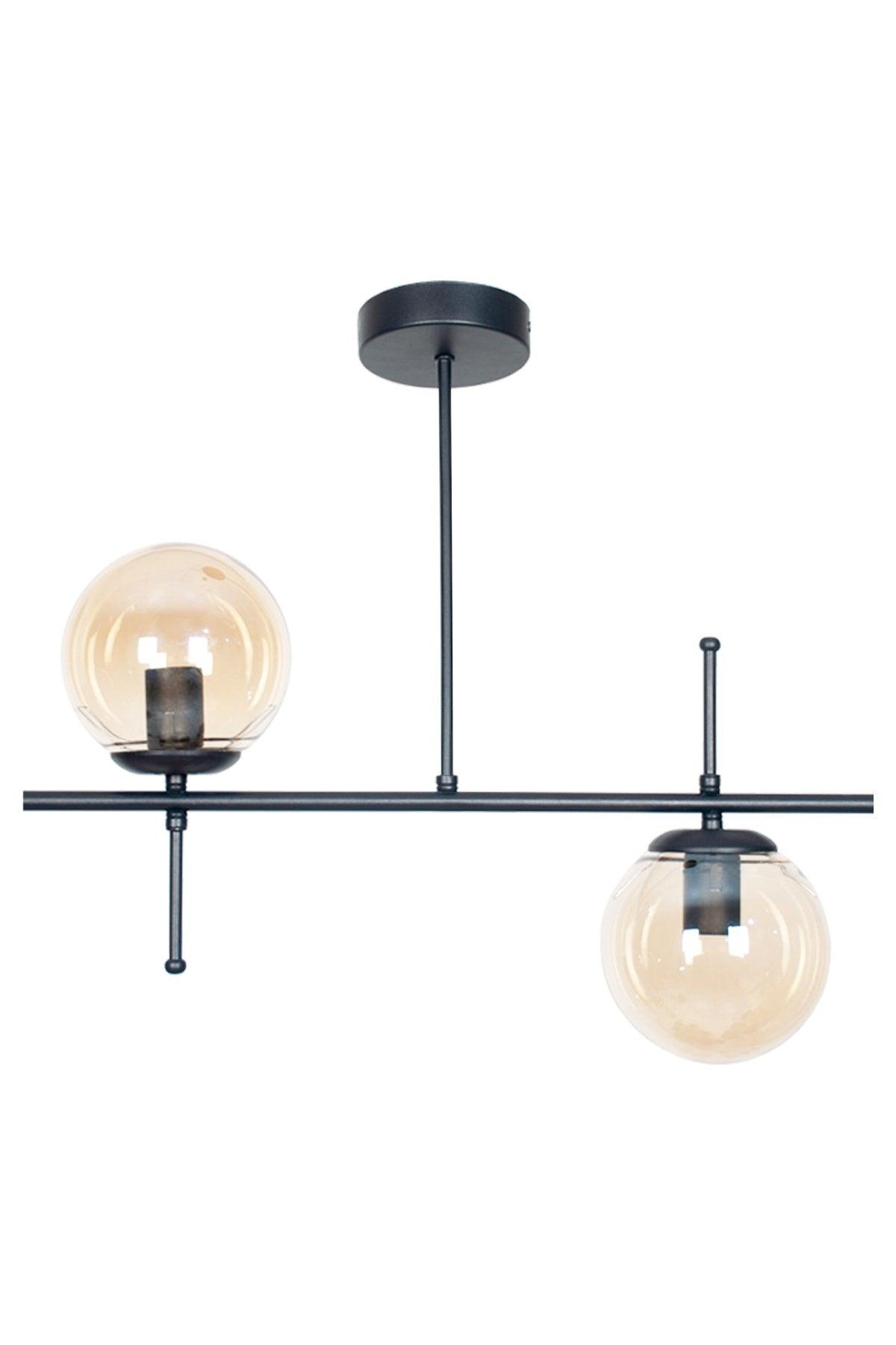 Cello Modern Design Metal Schwarz Farbe Honig Glas Esstisch Top - Salon 2 Li Kronleuchter - Swordslife