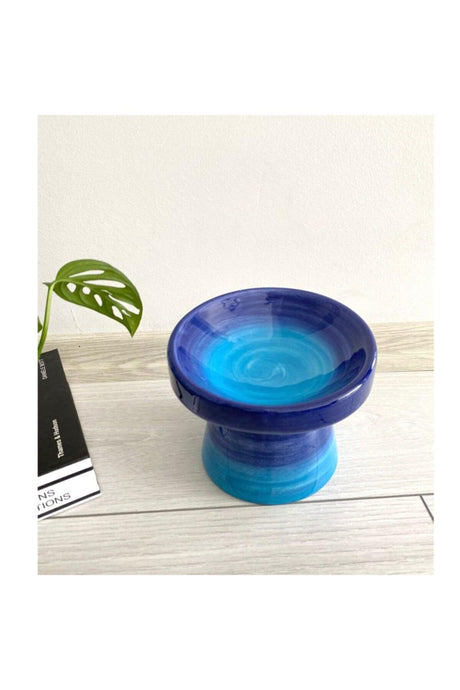 Ceramic Cat And Dog Food Bowl (blue-clear