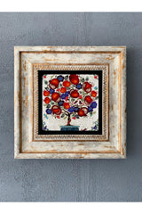 Framed Stone Wall Decor Pomegranate Themed 20 x 20 cm - Swordslife