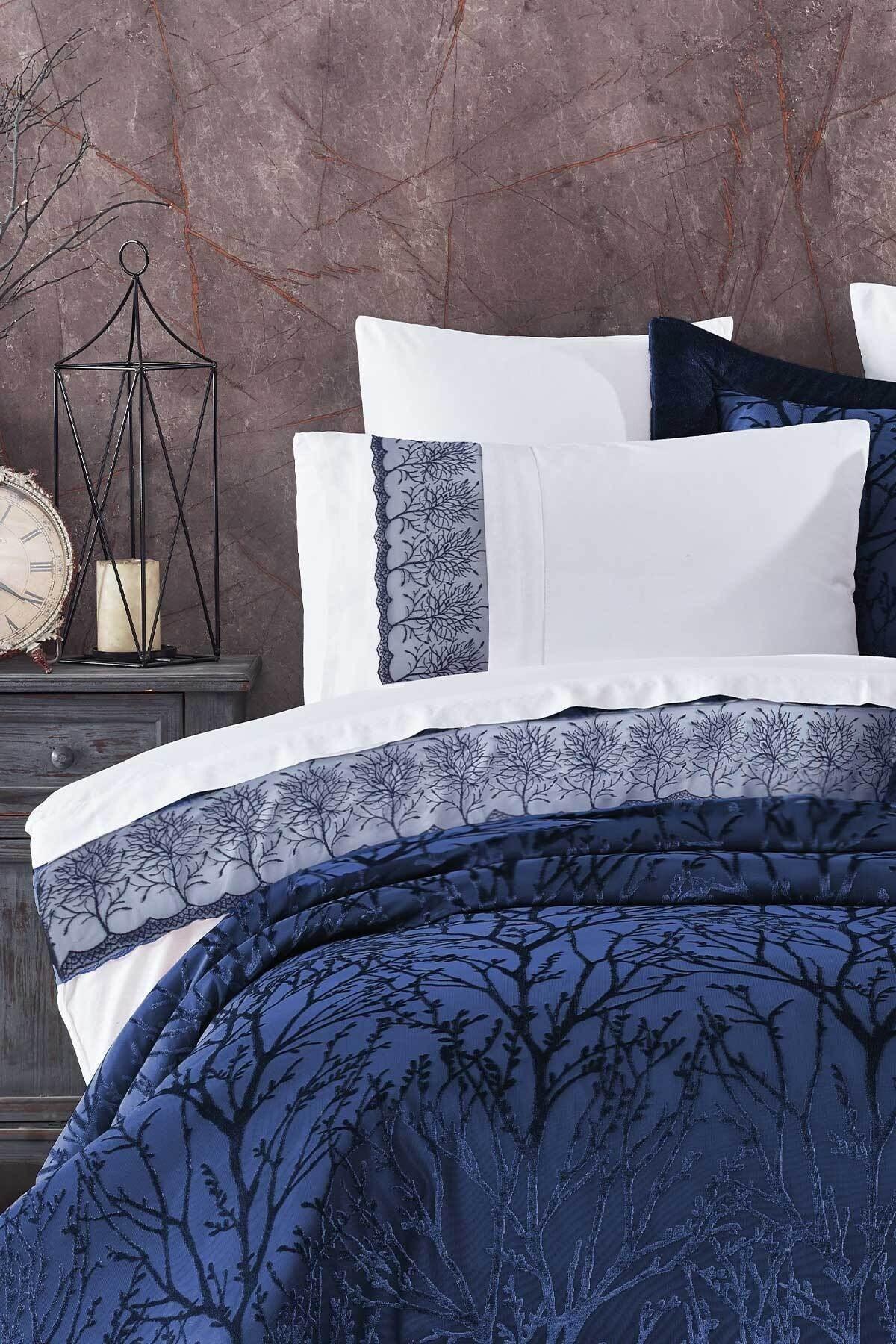 Dowry Package 10 Pieces (bedspread+duvet cover+blanket) Spring Navy - Swordslife