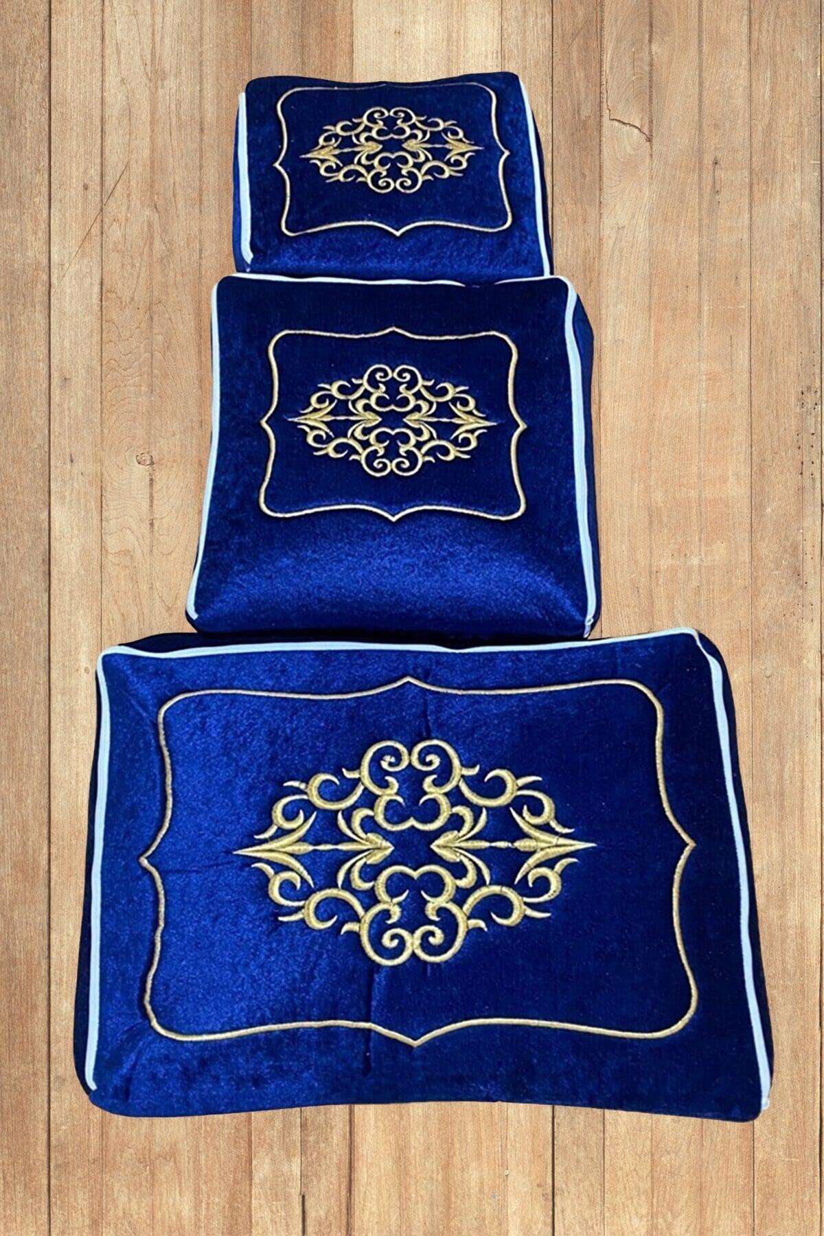 Dowry Gold Embroidered Velvet Engagement Scrap 3 Pcs