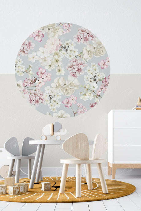 Cherry Blossoms Round Circle Wall Sticker - Swordslife