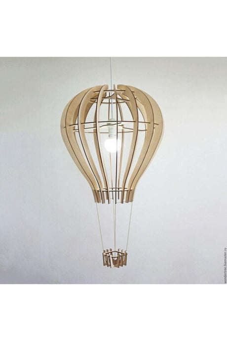 Natural Wood Mdf 3d Puzzle Laser Cut Flying Balloon Chandelier For Kids Teen Room - Swordslife