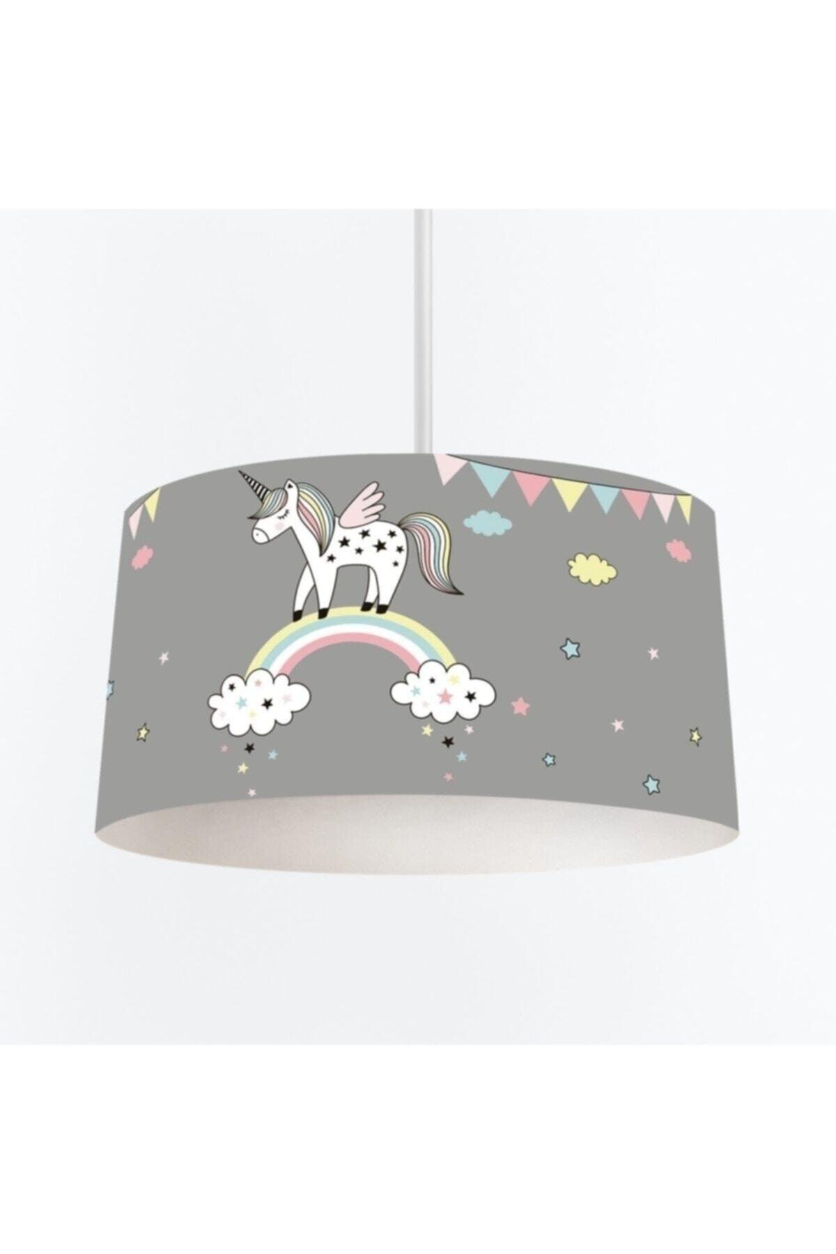 Kids Room Pendant Chandelier - Rainbow And White Unicorn - Swordslife