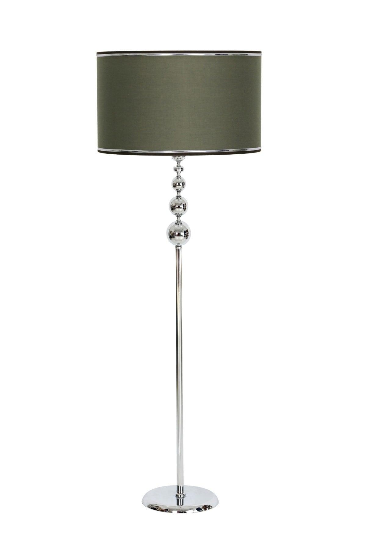 Chrome Plated Triple Sphere Flat Single Metal Leg Floor Lamp Chrome Detailed Cylinder Head Color Green - Swordslife