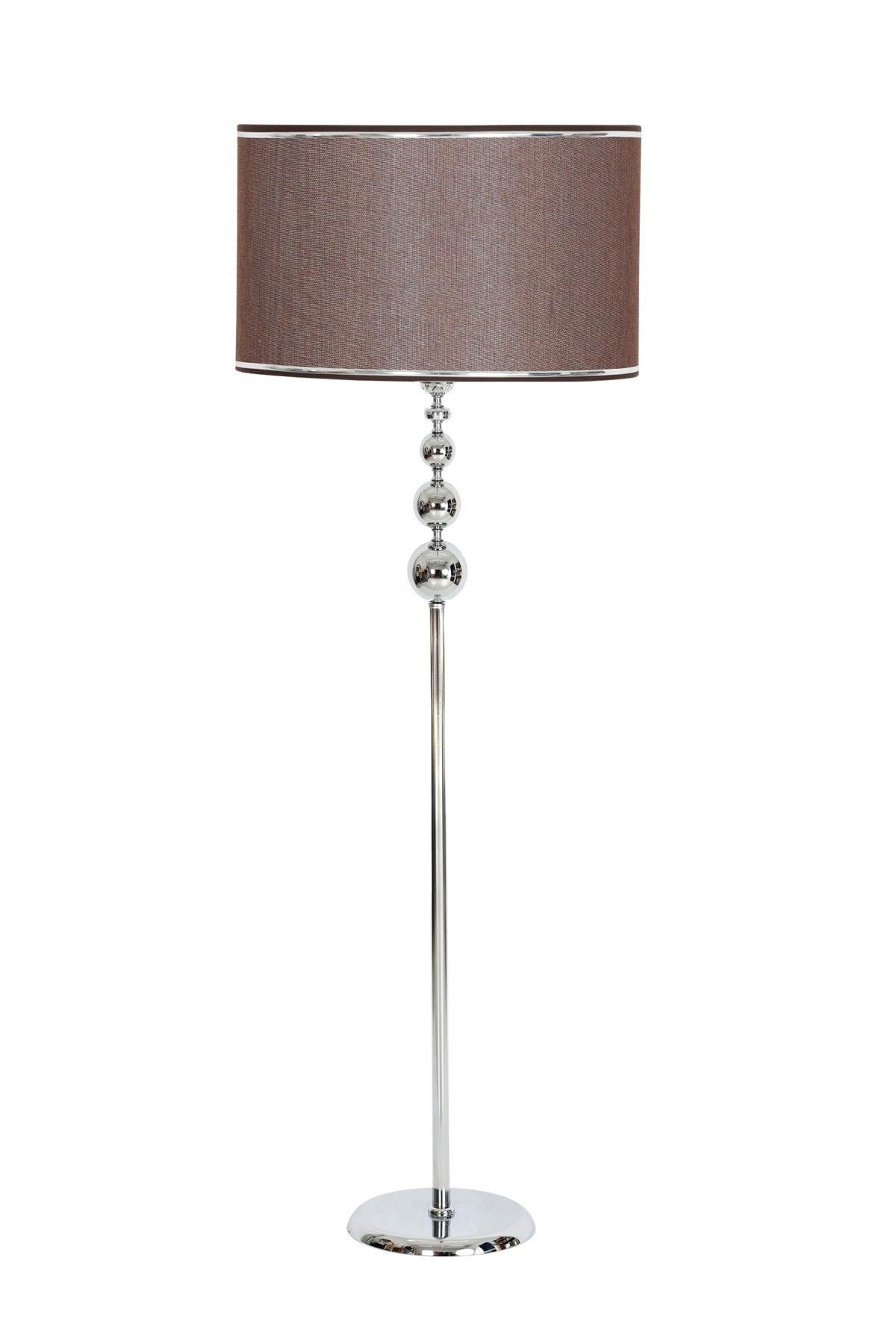 Chrome Plated Triple Sphere Flat Single Metal Leg Floor Lamp Chrome Detailed Head Color Dark Brown - Swordslife