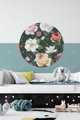 Flowers Round Circle Wall Sticker - Swordslife