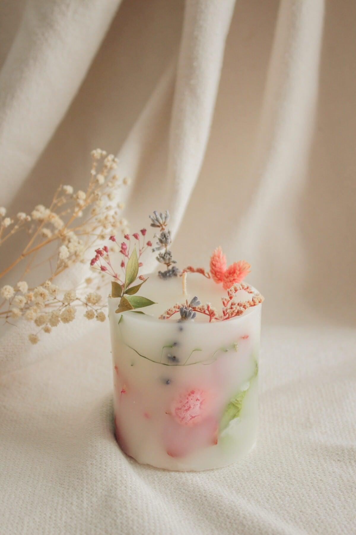 Special Design Candle with Flowers (DRY FLOWER AND FRARED CANDLE) (BLOOM) - Swordslife