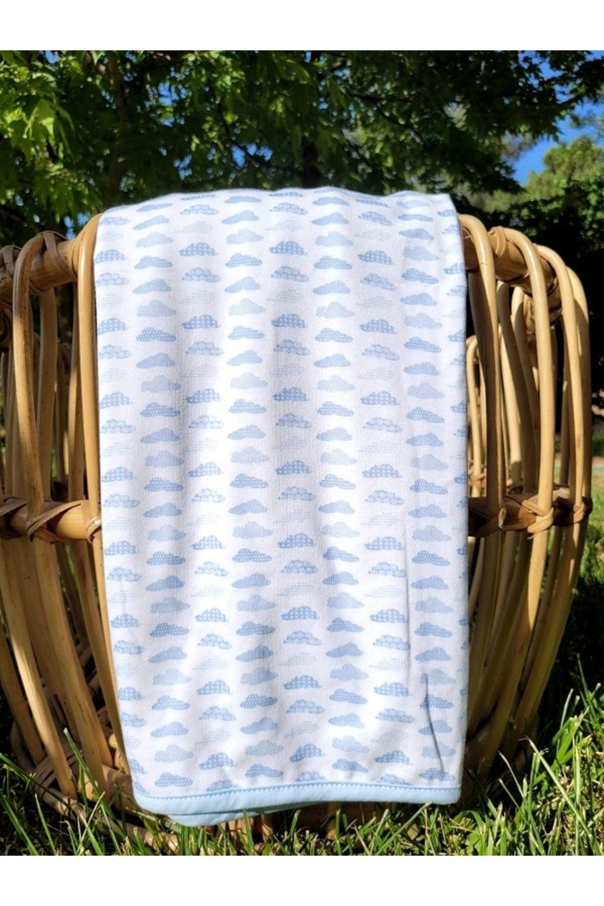 Double Layer Cotton Combed Cotton Baby Swaddle Blanket 75x90 Cm Blue Cloudy - Swordslife