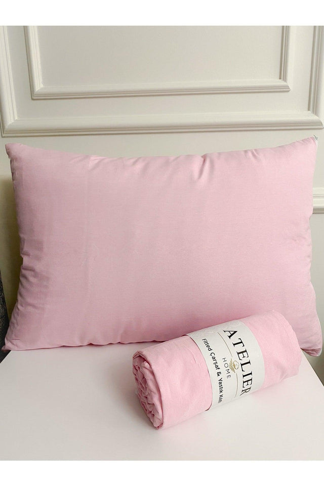 Double Oversized Pink Ranforce Elastic Bed Sheet 180x200 2 Pillow Cases - Swordslife