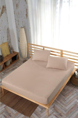 Double Elastic Bed Sheet + 2 Pillow Cases 160x200 Coffee with Milk - Swordslife