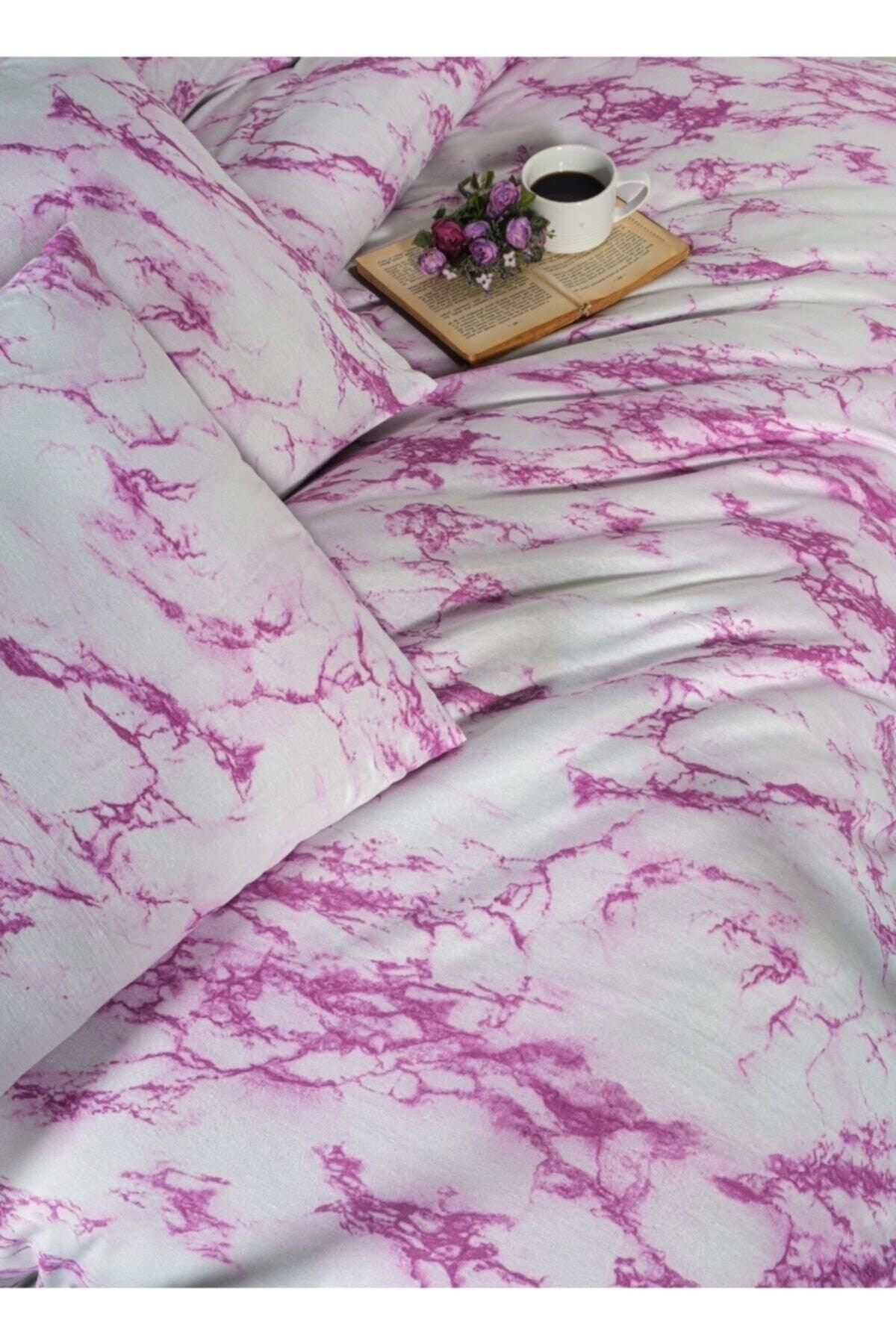 Double Marble Patterned Duvet Cover Set 200*220 - Purple - Swordslife