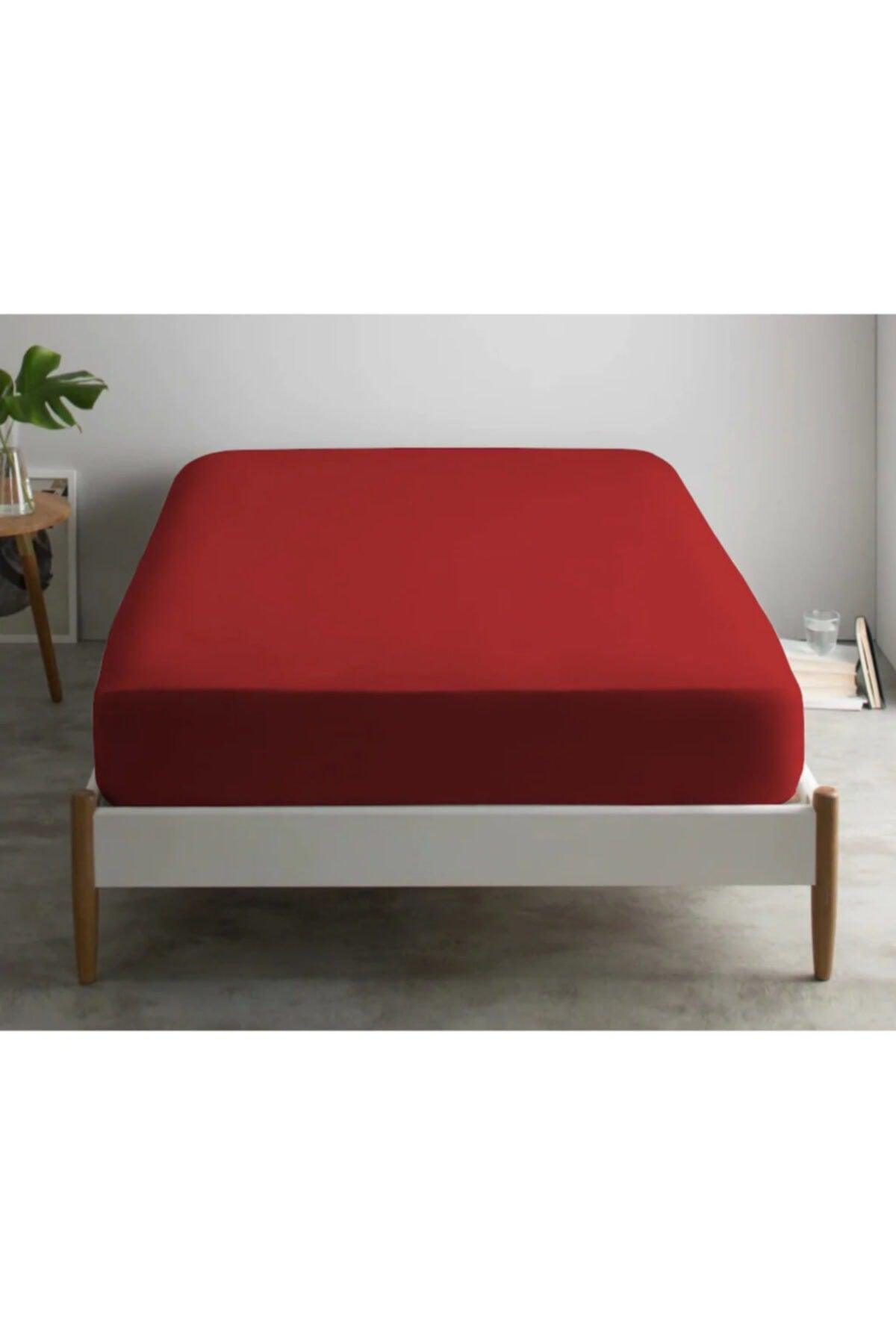 Double Cotton Elastic Bed Sheet 160 X 200 cm Red - Swordslife