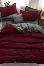 Double Sided Duvet Cover Set Double Claret Red - Smoked - Swordslife