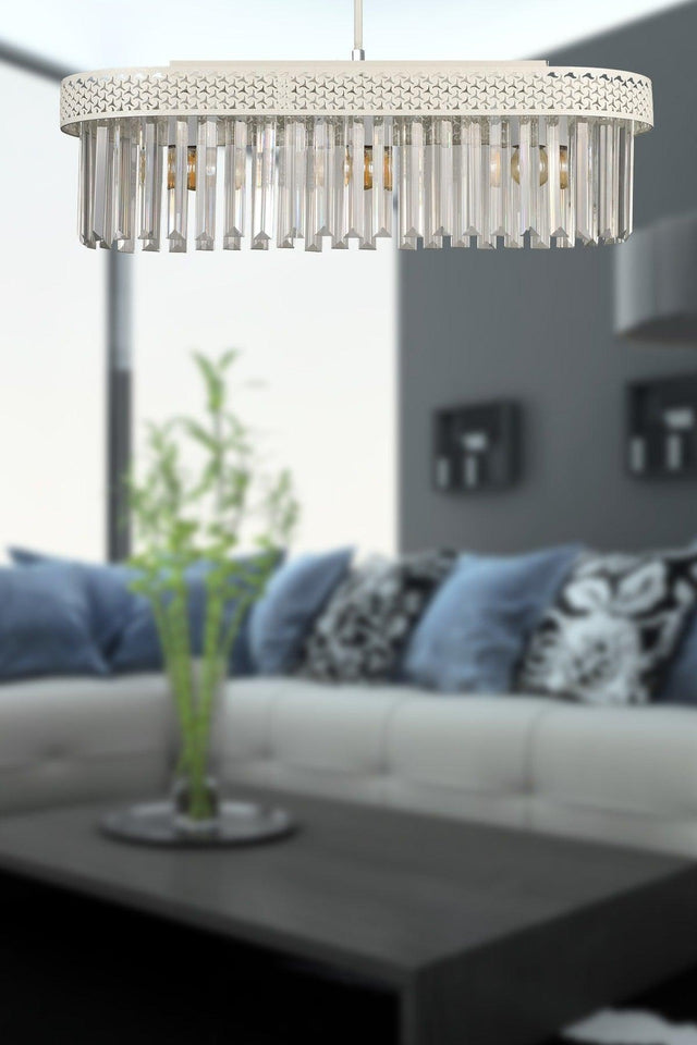 Citrus 3rd Ellipse Lux Crystal White Chandelier - Swordslife