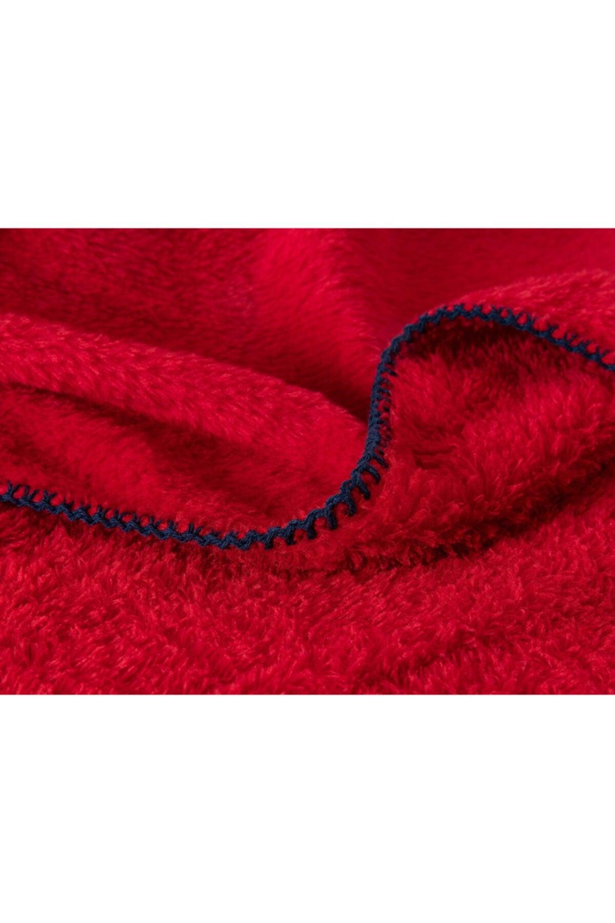 Claire Double Sherpa Plain Blanket - Red - Swordslife