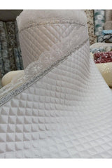 White Quilted Lace Shelf Cover For Wardrobe