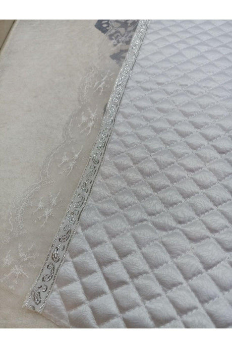 White Quilted Lace Shelf Cover For Wardrobe