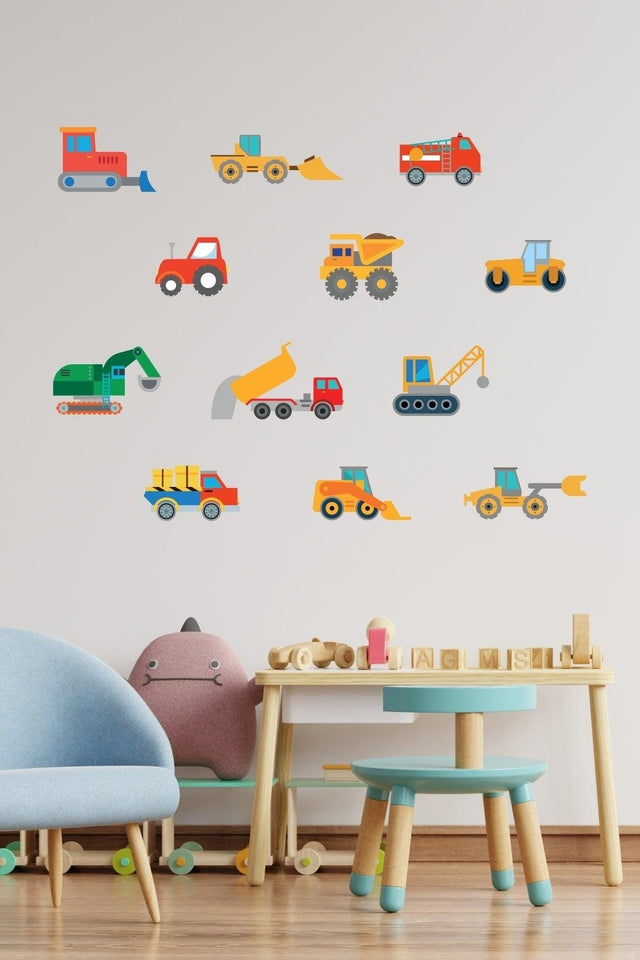 Kids Room Construction Equipment Sticker Set - Swordslife