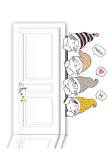 Kids Room Door Side Wardrobe Wall And Multi-Purpose Sticker Cute Kitties Wall Ornament - Swordslife