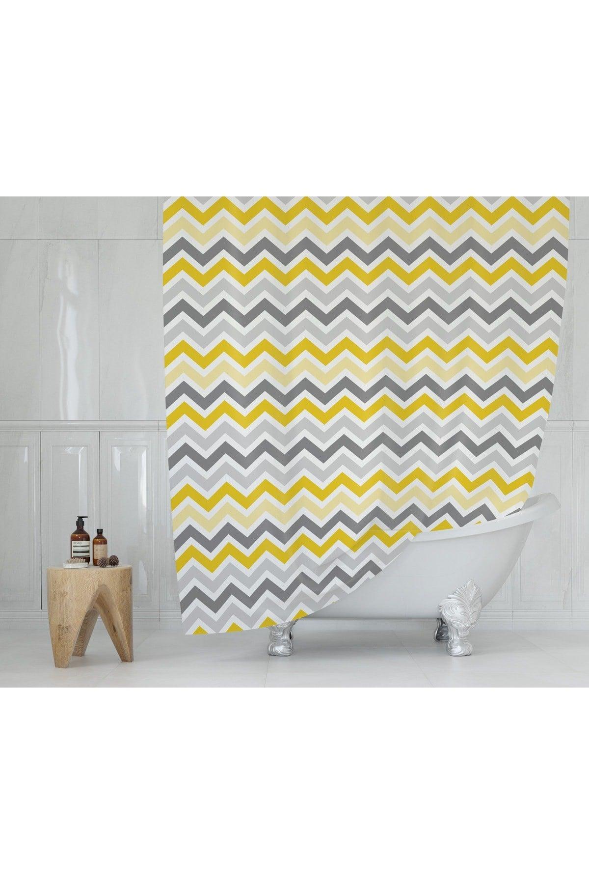 Colorful Shower Curtain-polyester Fabric Bathroom Shower Accessory 180x200cm Single Wing Shower Curtain Yellow Color Curtain - Swordslife