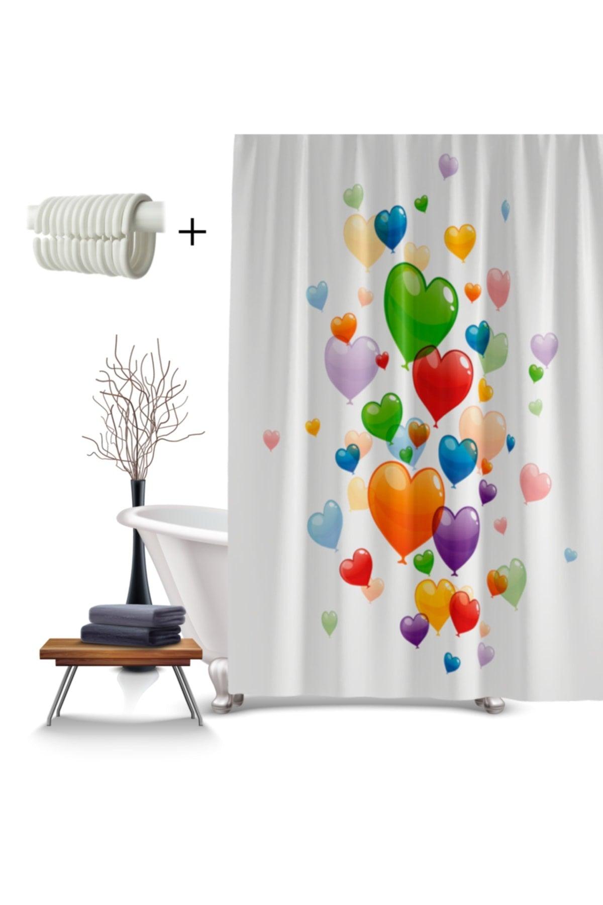 Colorful Balloon Pattern Bathroom Curtain Printed Bathroom Shower Curtain 180x200cm Single Wing Bath Curtain - Swordslife