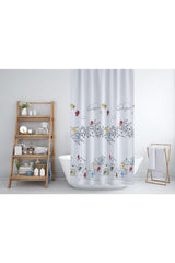 Colorful Branch And Bird Pattern Bathroom Curtain-180x200cm Single Wing Shower Curtain 12 Pieces C-Ring Curtain with Gift - Swordslife
