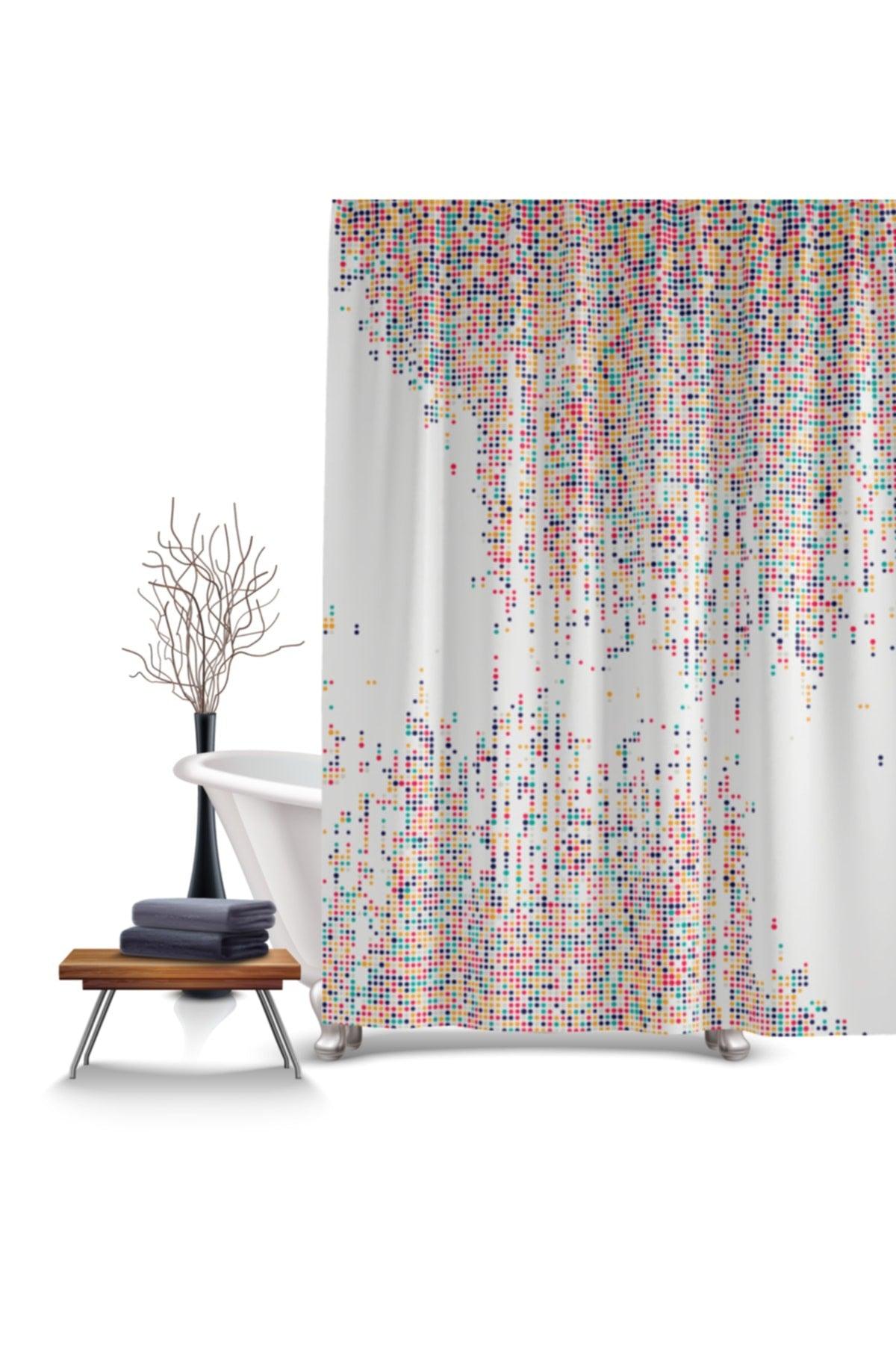 Colorful Dotted Bathroom Shower Curtain-single Sash Bath Curtain 180x200cm Bathtub Curtain - Swordslife