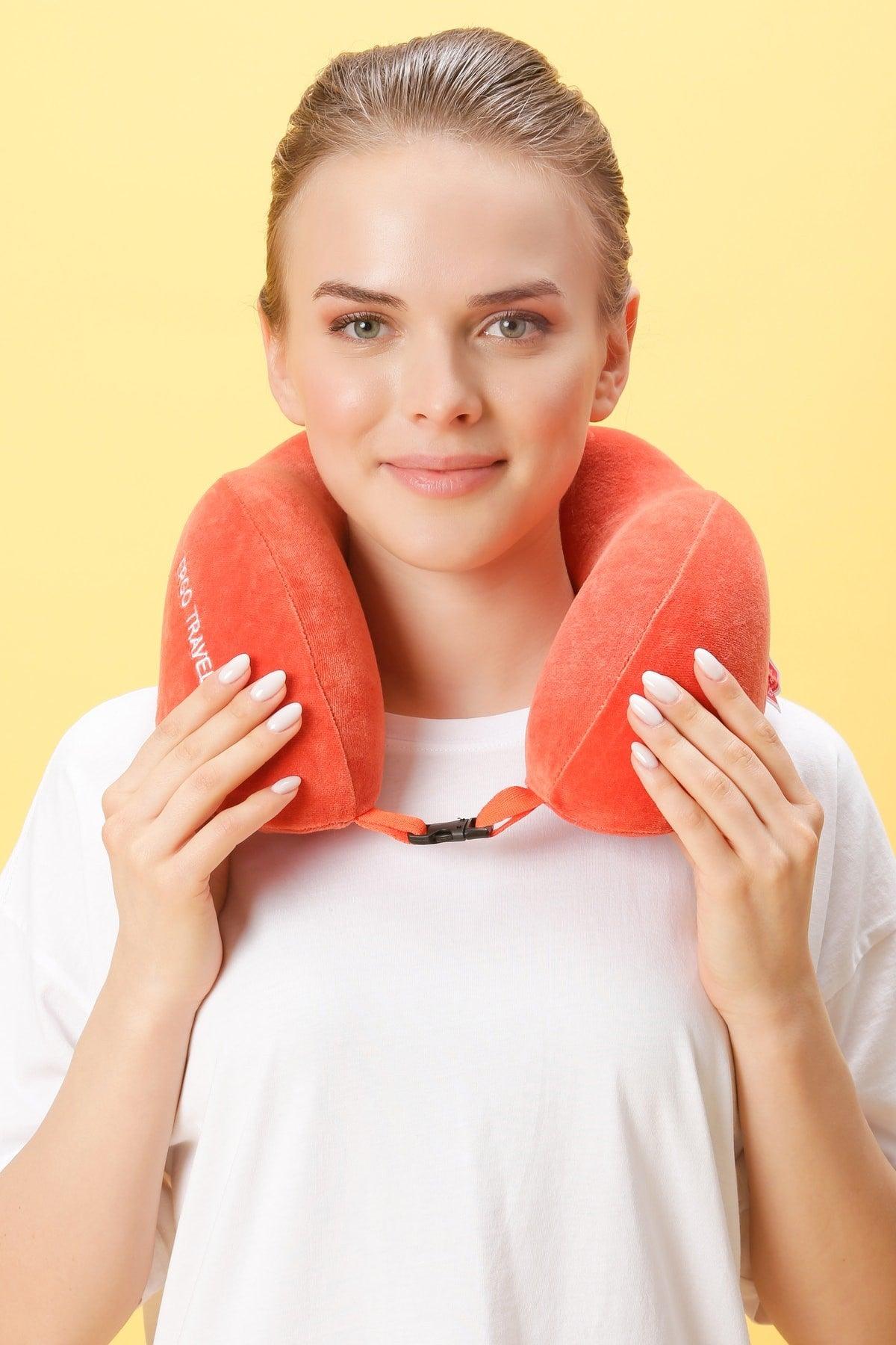 Comfort Orthopedic Travel Pillow Visco Neck Pillow - Orange - Swordslife