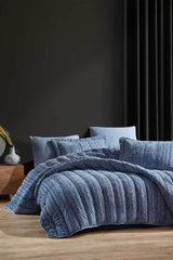 Comfort New Generation Sleep Set - 6 Pieces Velvet Blue (230x220cm) - Swordslife