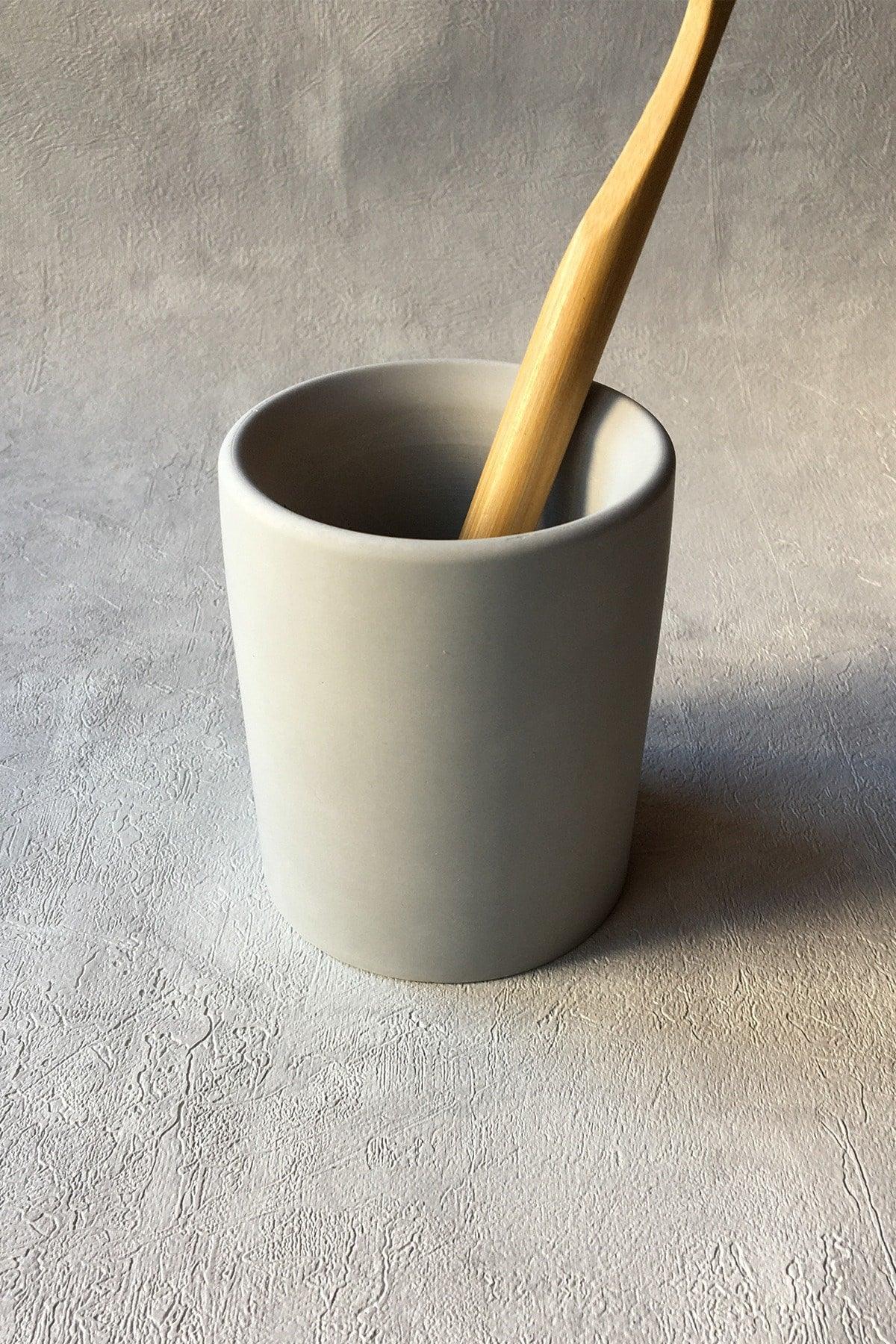 Concrete Toothbrush Holder Gray