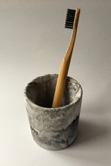 Concrete Toothbrush Holder White Marble Pattern - Swordslife