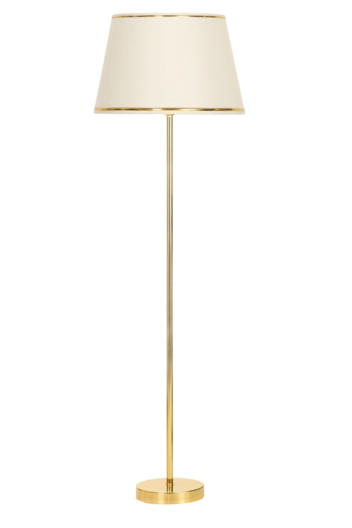 Conic Gold Plated Stainless Metal Single Leg Floor Lamp Gold Striped Cream - Swordslife