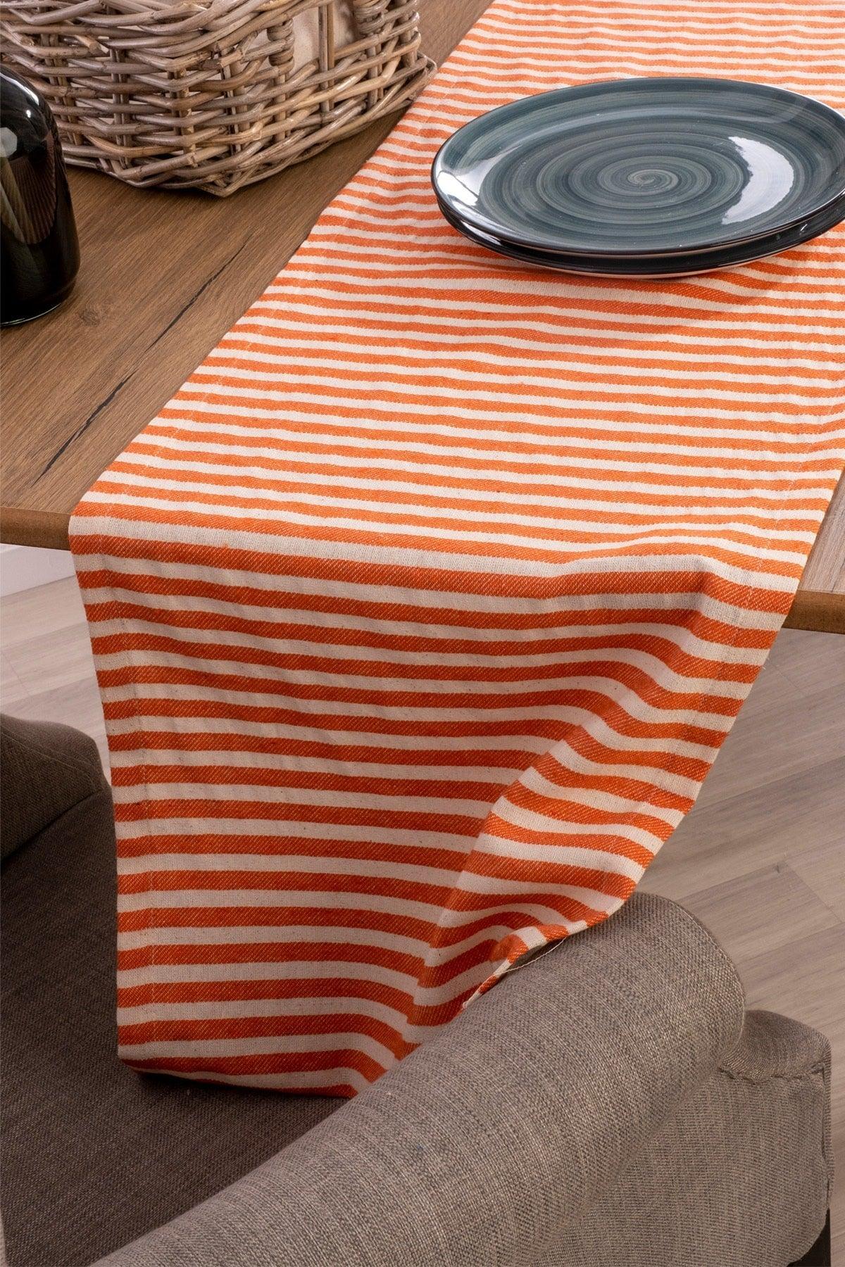 Coral Striped Linen Fabric 42x150 Cm Runner Table Cloth - Swordslife