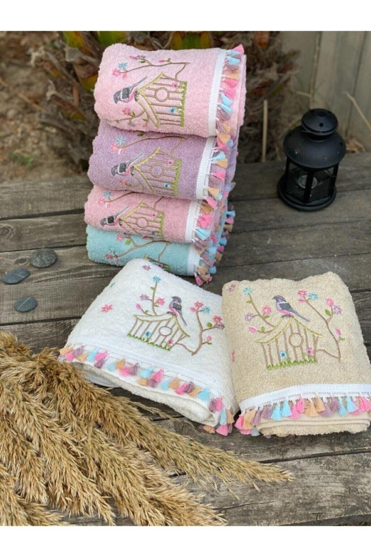 Cotton Set of 6 Birdcage Embroidered 50x90 Hand Face Towels - Swordslife