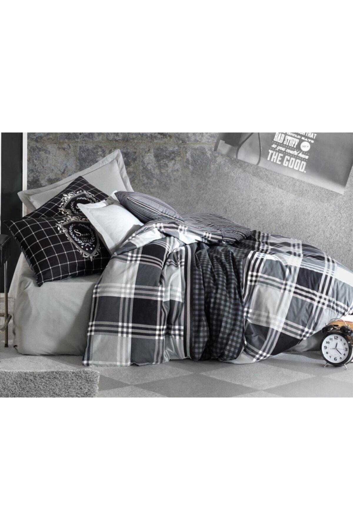 Cotton Box Masculine Double Duvet Cover Set Ramos Anthracite - Swordslife