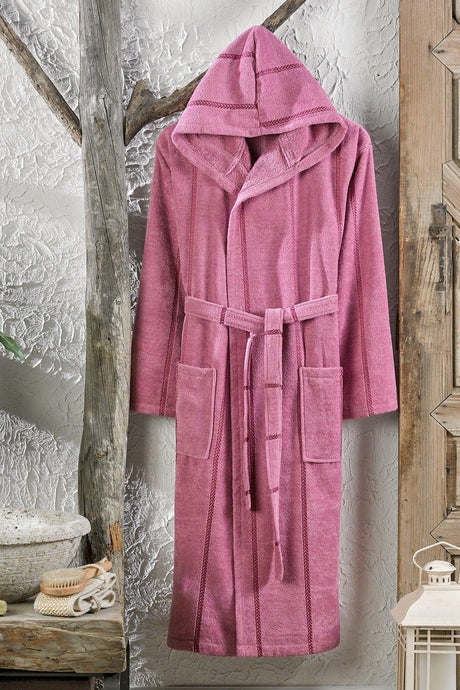 Cotton Velvet Hooded Unisex Plum Bathrobe