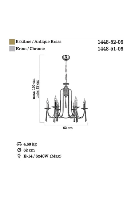 Countess 6 Tumbled Chandelier 6xe14 - Swordslife