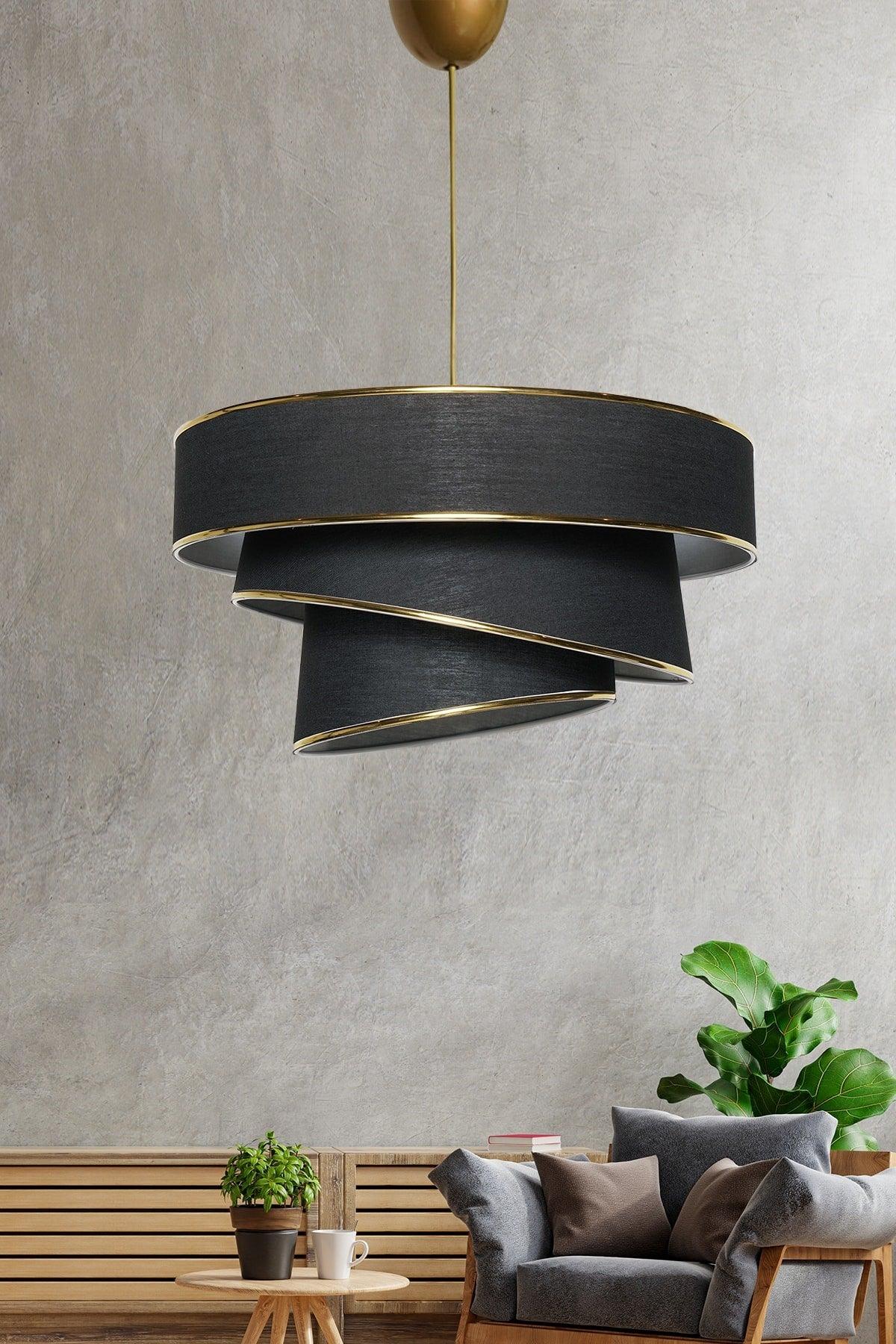 Couper Pendant Lamp Chandelier Black Gold Mdrn-45 - Swordslife