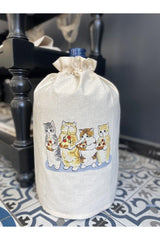 Cream Carboy Cover Cats Eating Pizza Printed - Swordslife