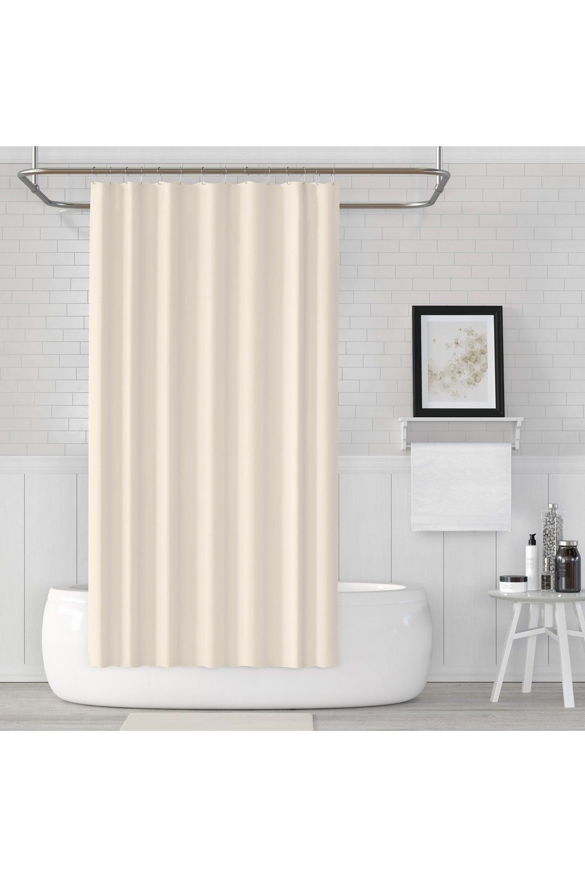 Cream Shower Curtain-single Sash Bathroom Curtain, 180x200cm Polyester Fabric Shower Curtains - Swordslife