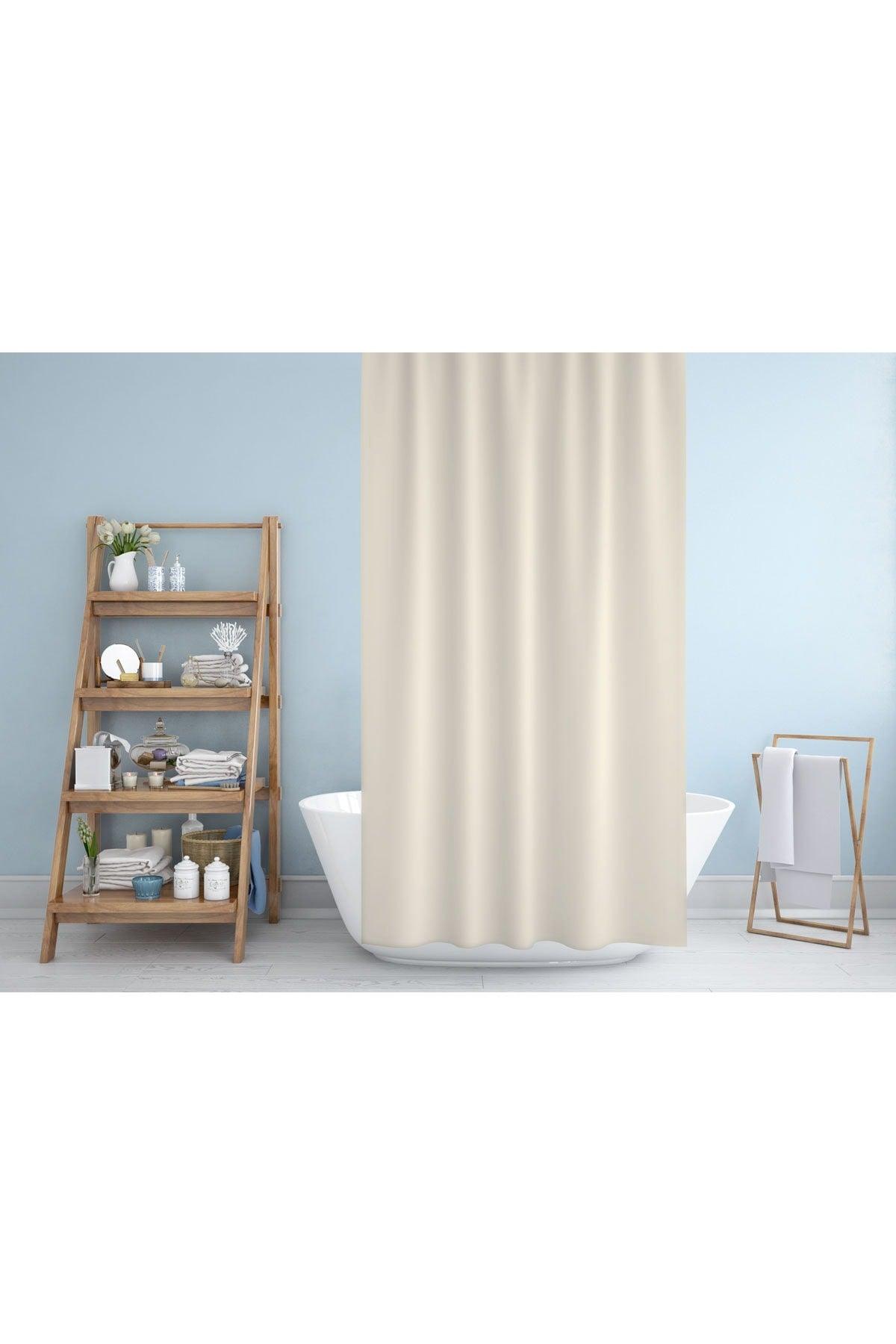 Cream Shower Curtain-single Sash Bathroom Curtain, 180x200cm Polyester Fabric Shower Curtains - Swordslife