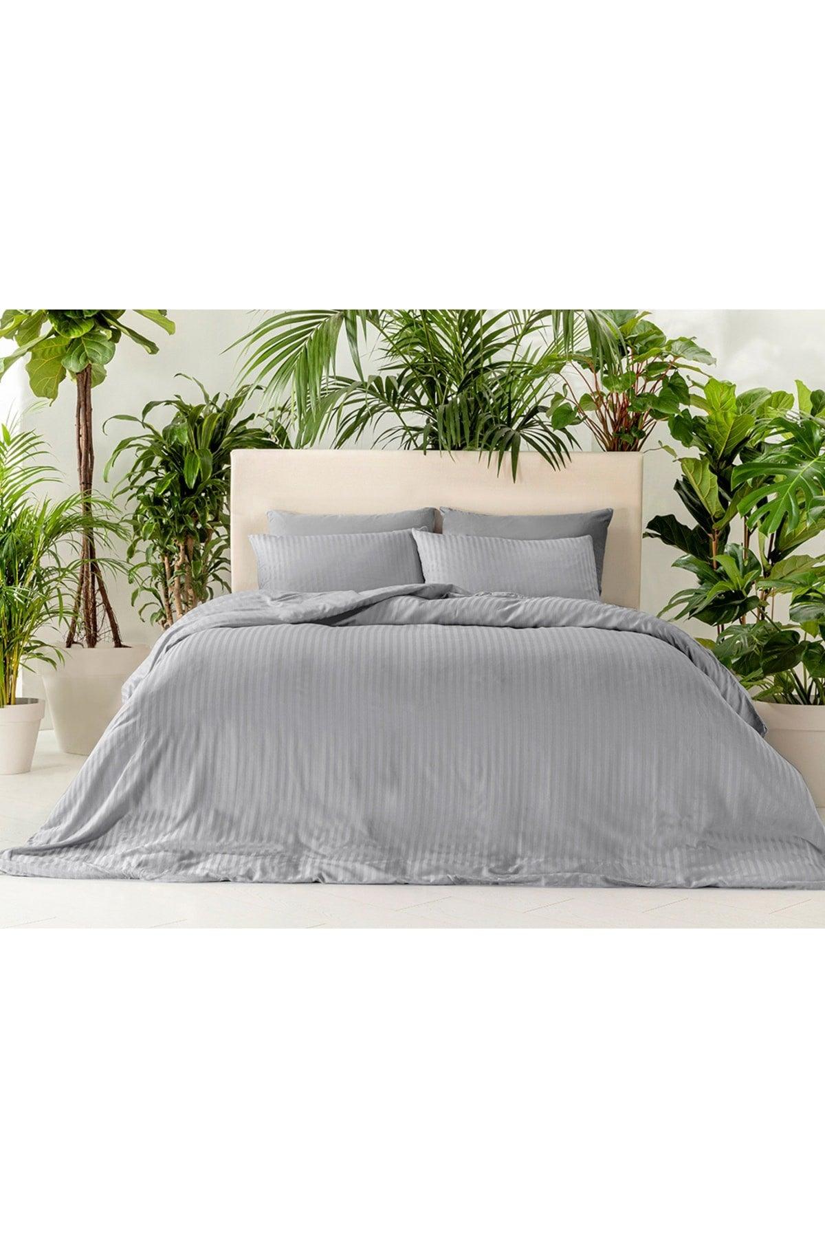 Crystal Silky Twill Double Duvet Cover Set 200x220 cm Gray - Swordslife