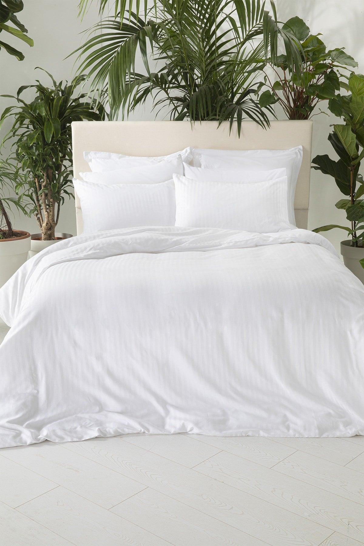 Crystal Silk Twill King Size Duvet Cover Set 240x220 Cm White - Swordslife