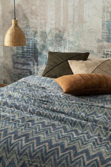 Cult Zigzag Cotton Single Blanket 150x200 cm Blue - Swordslife