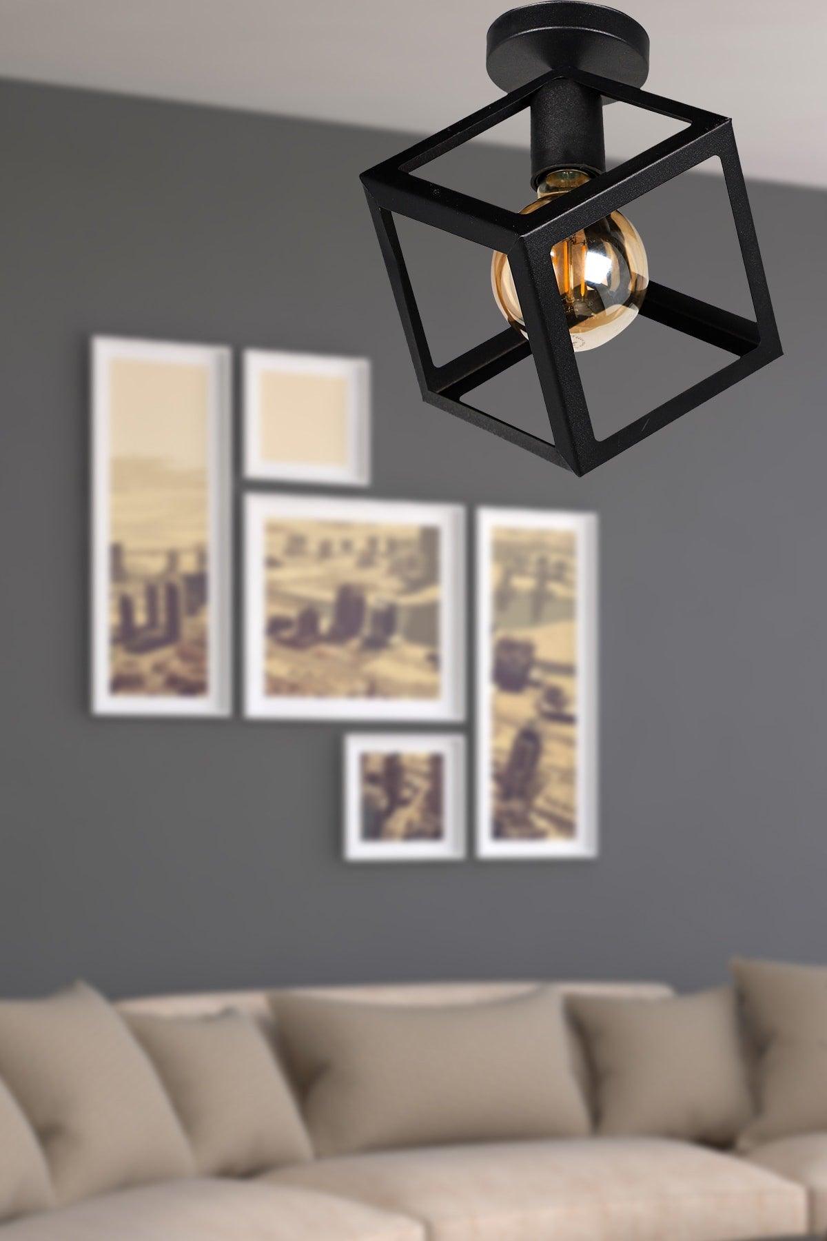 Cube Single Black Ceiling Mount Chandelier - Swordslife