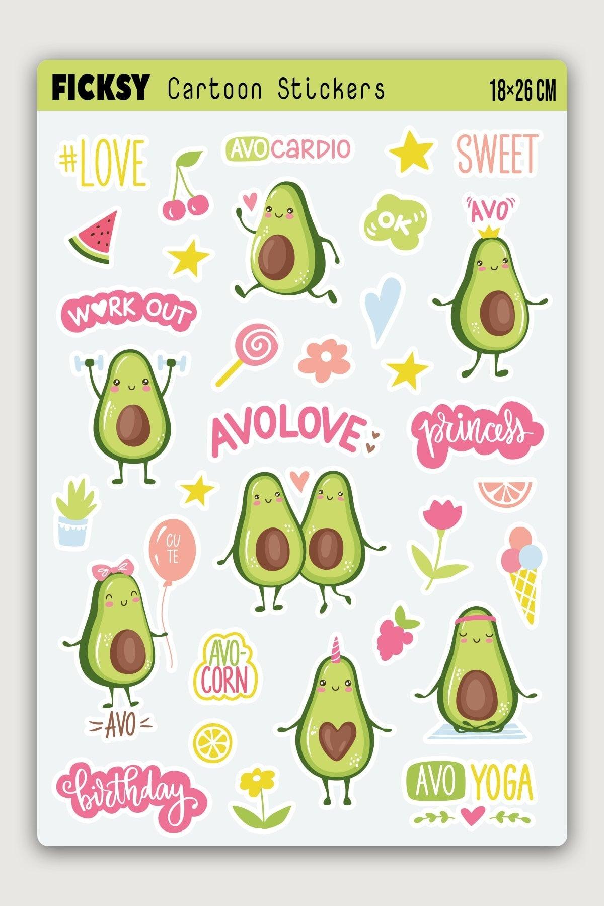Cute Avocado Sticker Set - 33 Pieces Stickers